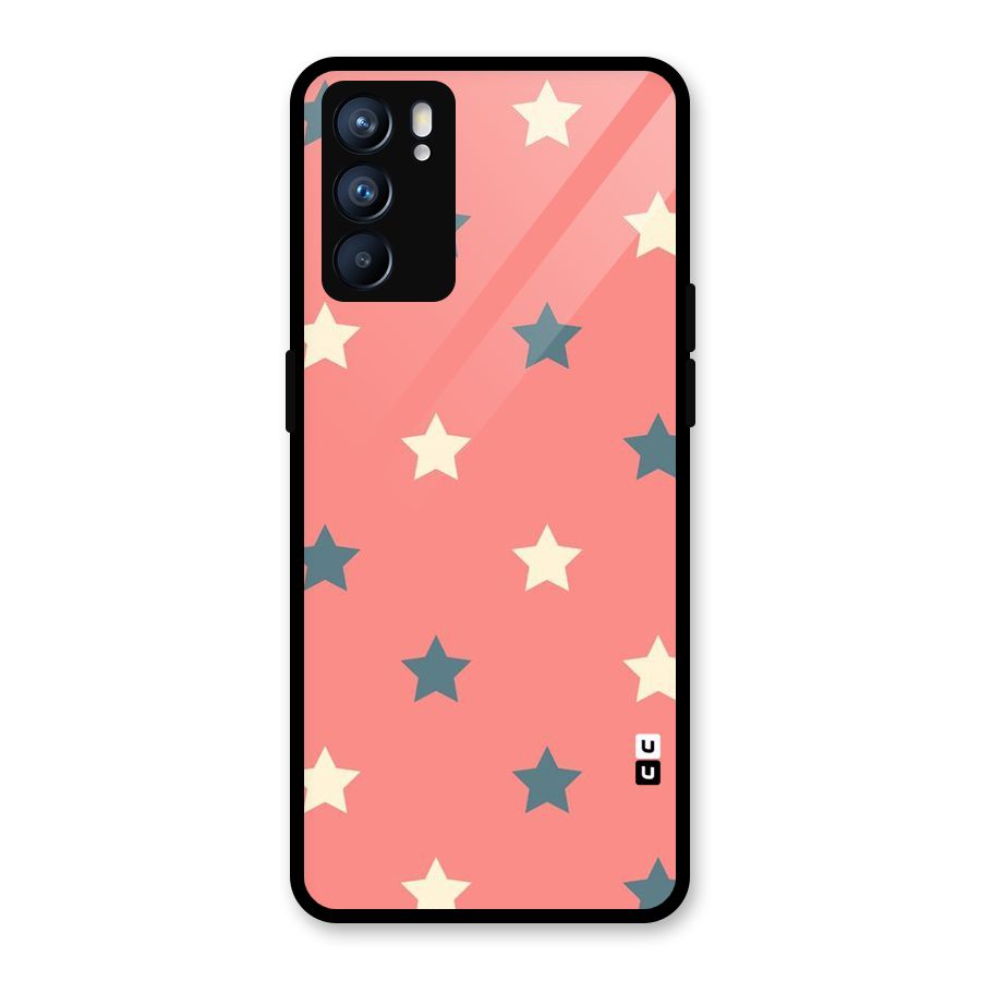 Diagonal Stars Glass Back Case for Oppo Reno6 5G