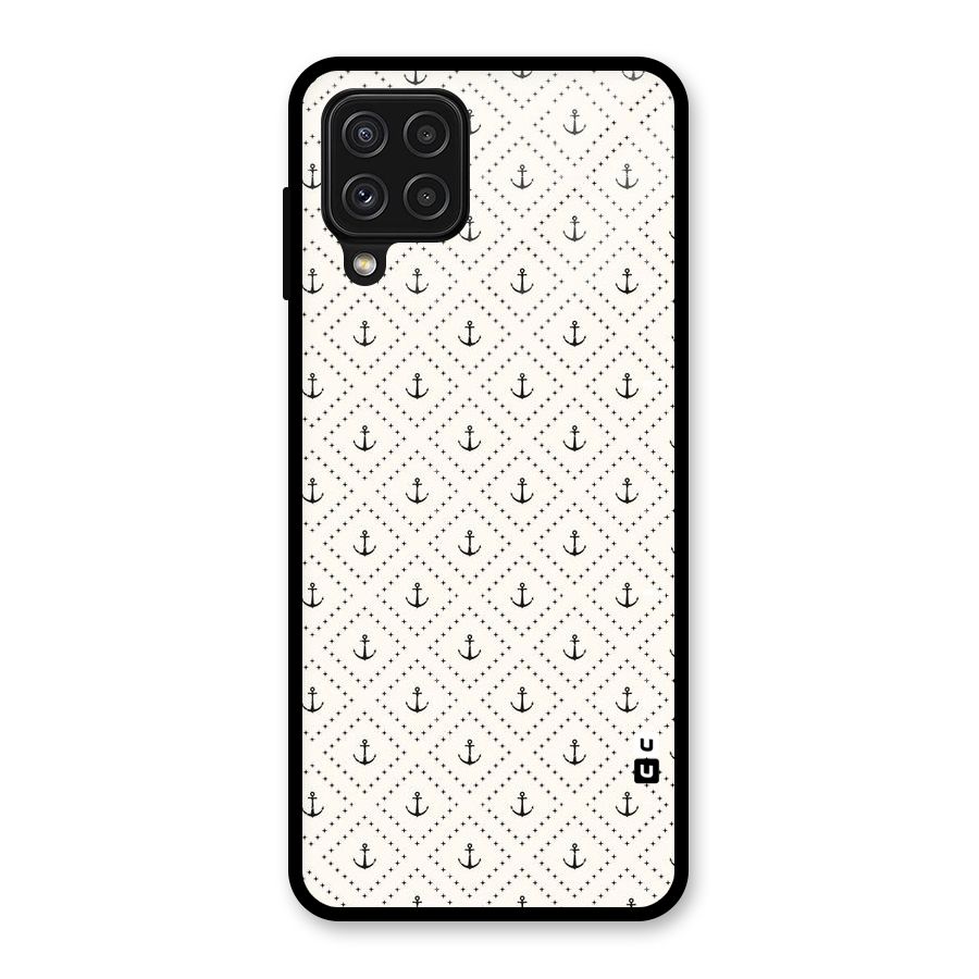Diamond Anchor Design Glass Back Case for Galaxy A22 4G