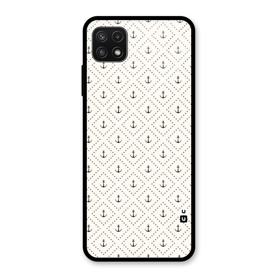 Diamond Anchor Design Glass Back Case for Galaxy A22 5G