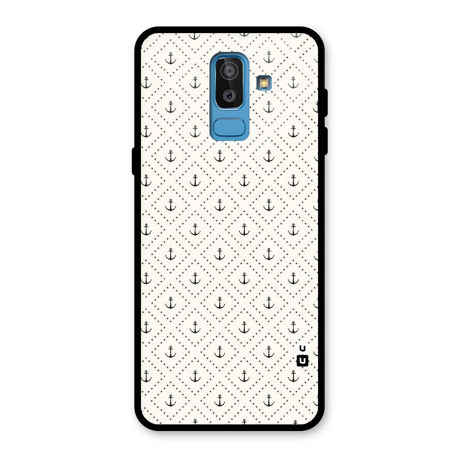 Diamond Anchor Design Glass Back Case for Galaxy J8