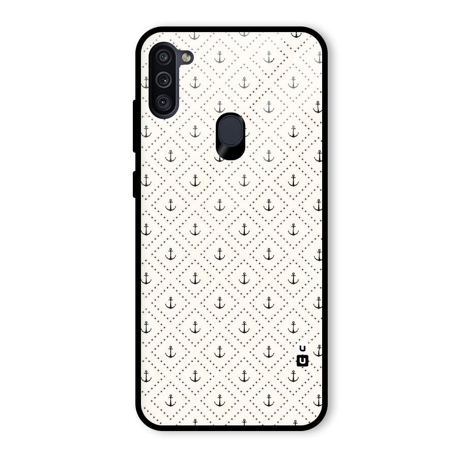 Diamond Anchor Design Glass Back Case for Galaxy M11