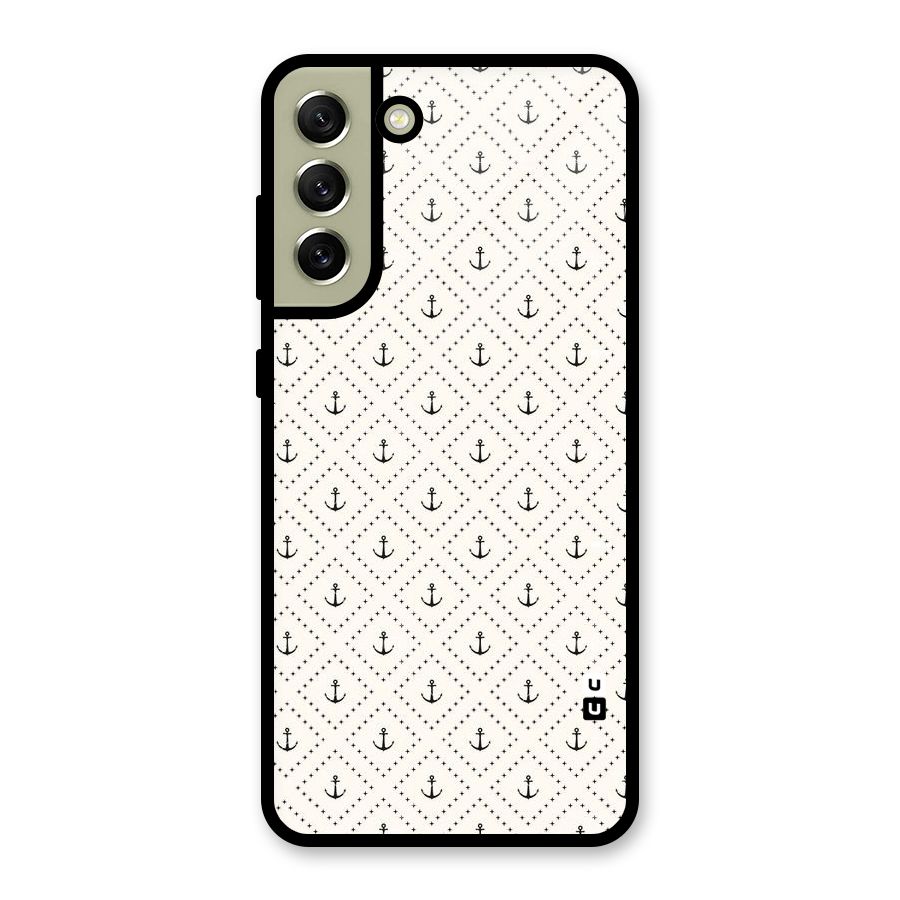 Diamond Anchor Design Glass Back Case for Galaxy S21 FE 5G
