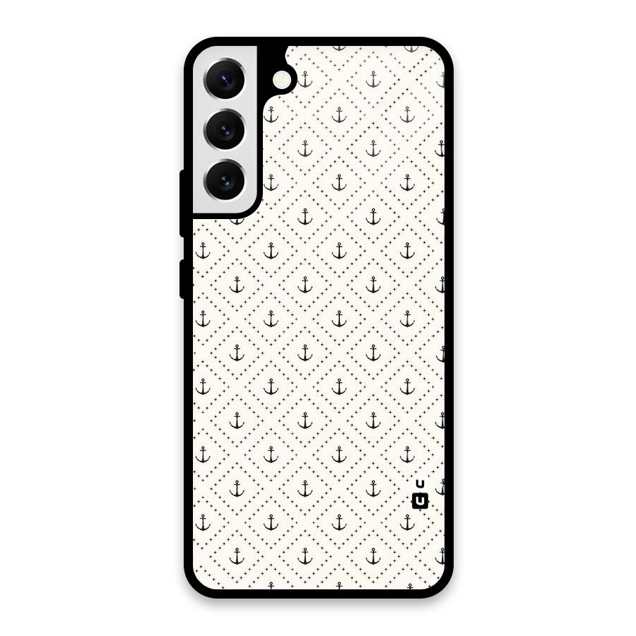 Diamond Anchor Design Glass Back Case for Galaxy S22 Plus 5G