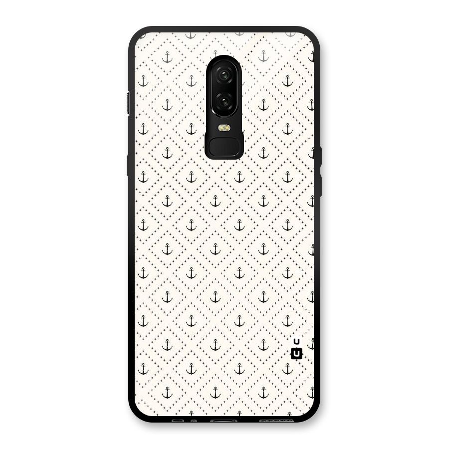 Diamond Anchor Design Glass Back Case for OnePlus 6