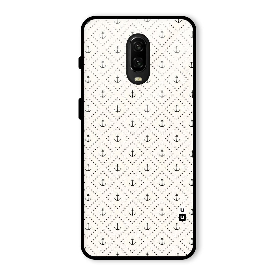 Diamond Anchor Design Glass Back Case for OnePlus 6T