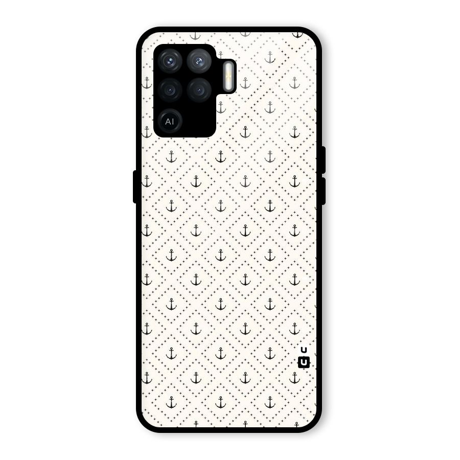 Diamond Anchor Design Glass Back Case for Oppo F19 Pro
