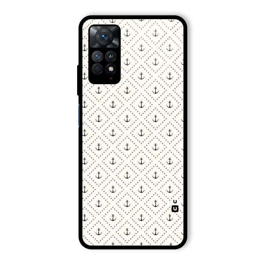 Diamond Anchor Design Glass Back Case for Redmi Note 11 Pro