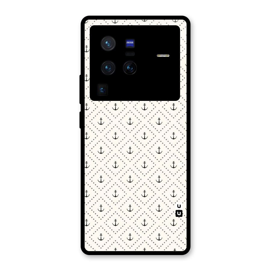 Diamond Anchor Design Glass Back Case for Vivo X80 Pro