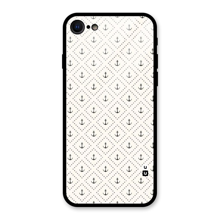 Diamond Anchor Design Glass Back Case for iPhone SE 2022