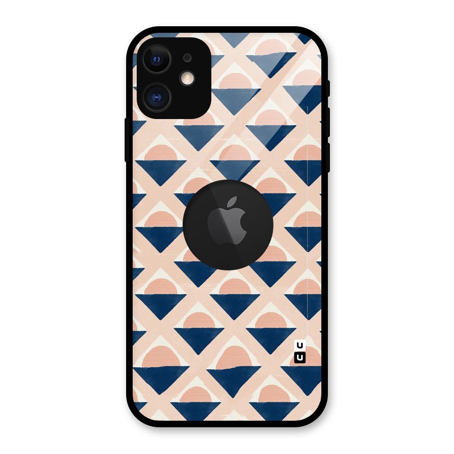 Diamond Circle Pattern Glass Back Case for iPhone 11 Logo Cut