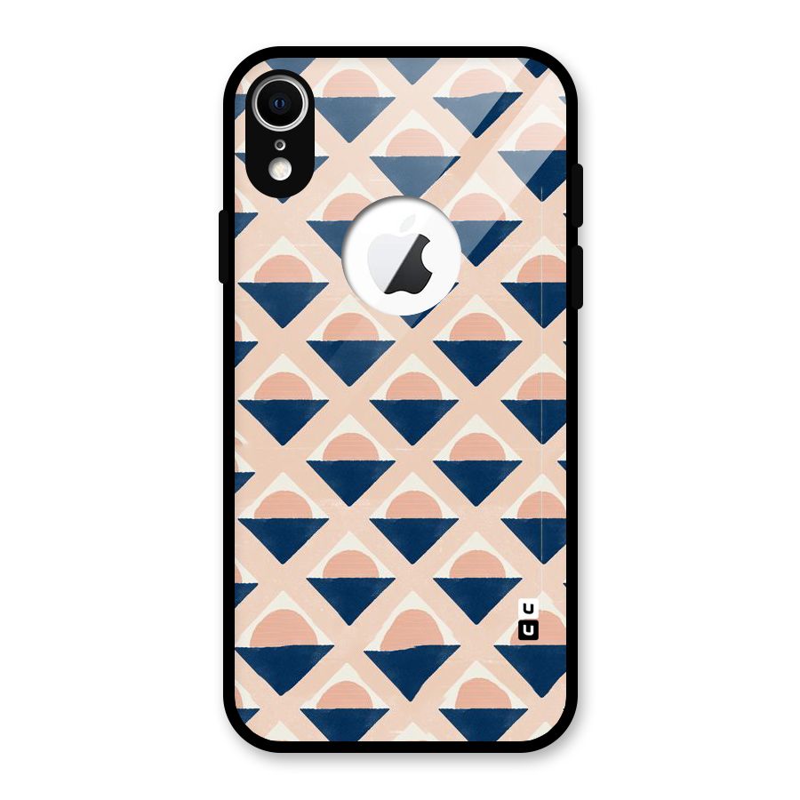 Diamond Circle Pattern Glass Back Case for iPhone XR Logo Cut