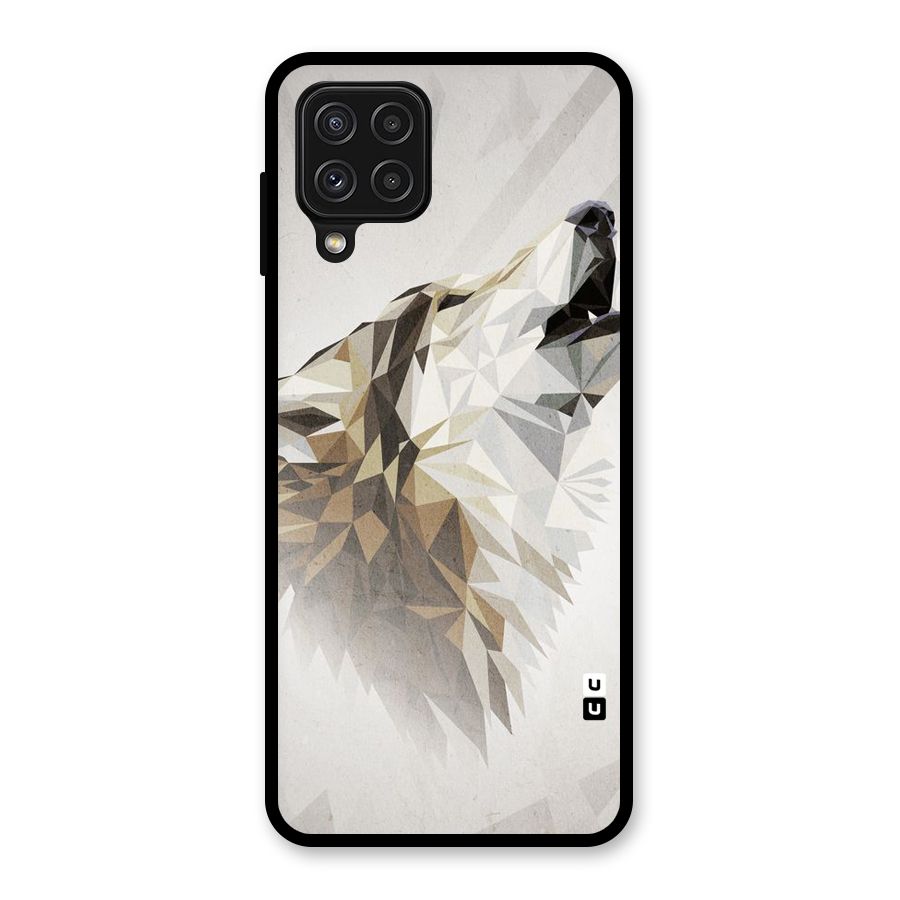 Diamond Wolf Glass Back Case for Galaxy A22 4G