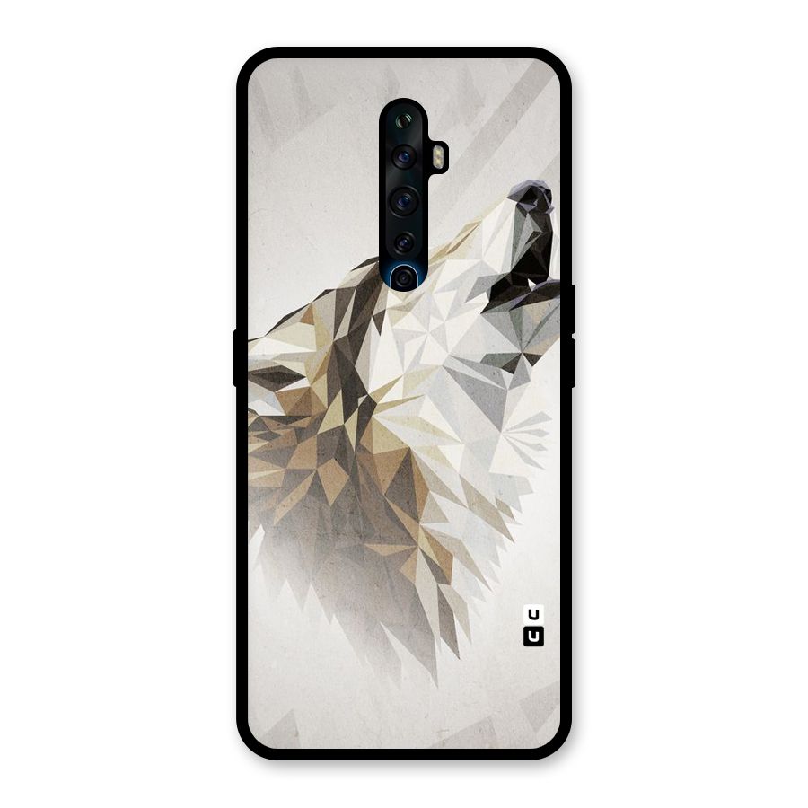 Diamond Wolf Glass Back Case for Oppo Reno2 F