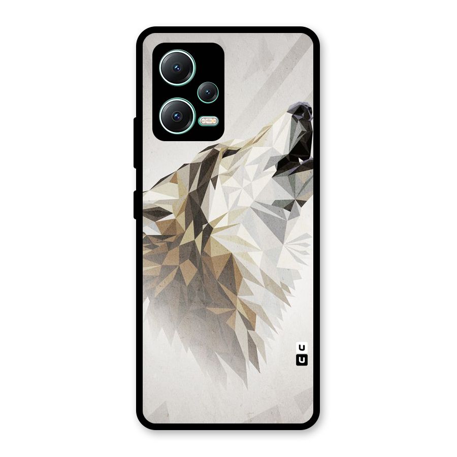 Diamond Wolf Glass Back Case for Redmi Note 12 5G