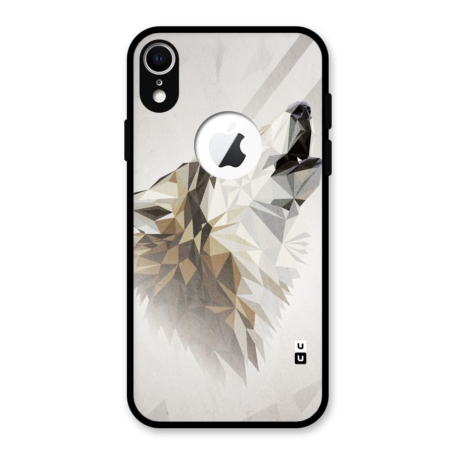 Diamond Wolf Glass Back Case for iPhone XR Logo Cut