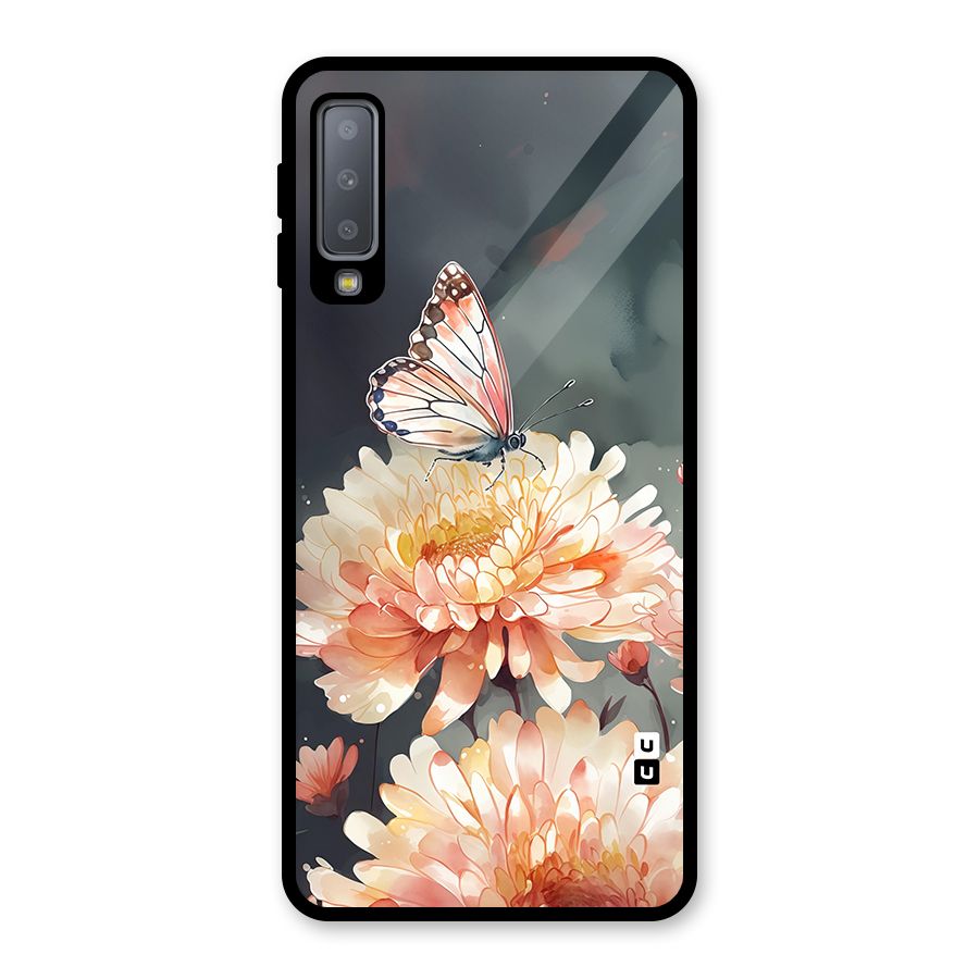 Digital Art Butterfly Flower Glass Back Case for Galaxy A7 (2018)