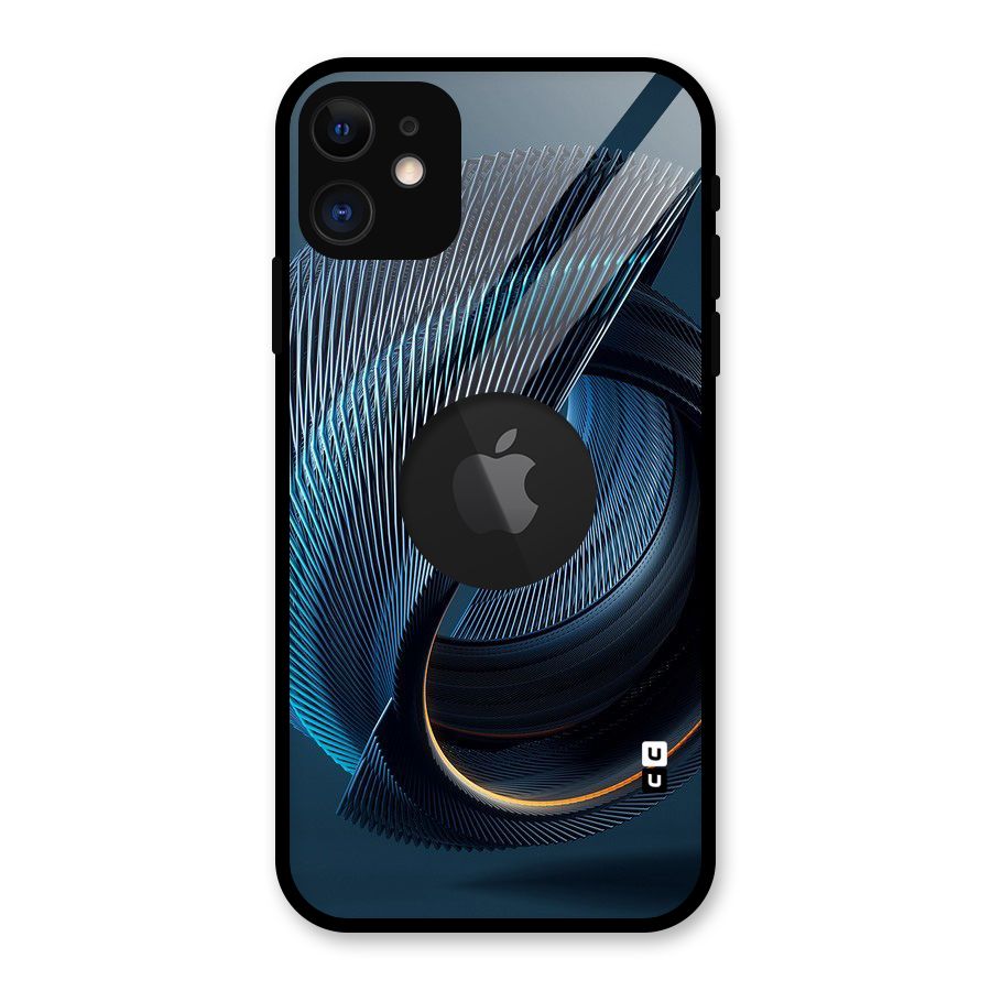Digital Circle Pattern Glass Back Case for iPhone 11 Logo Cut