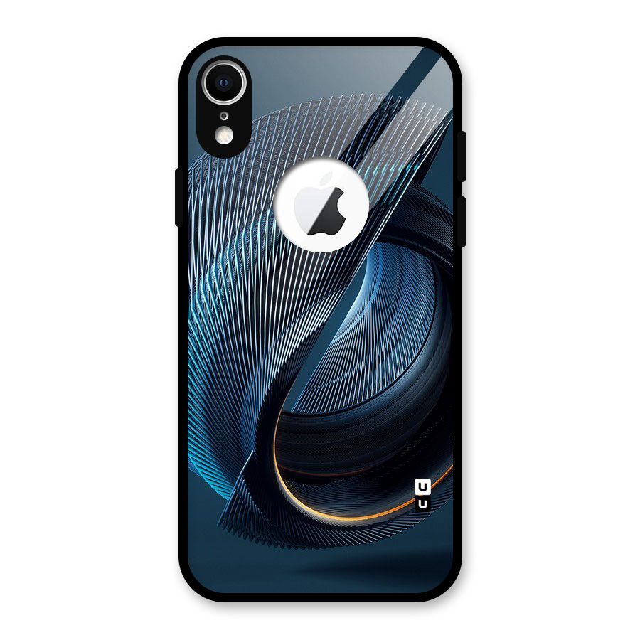 Digital Circle Pattern Glass Back Case for iPhone XR Logo Cut