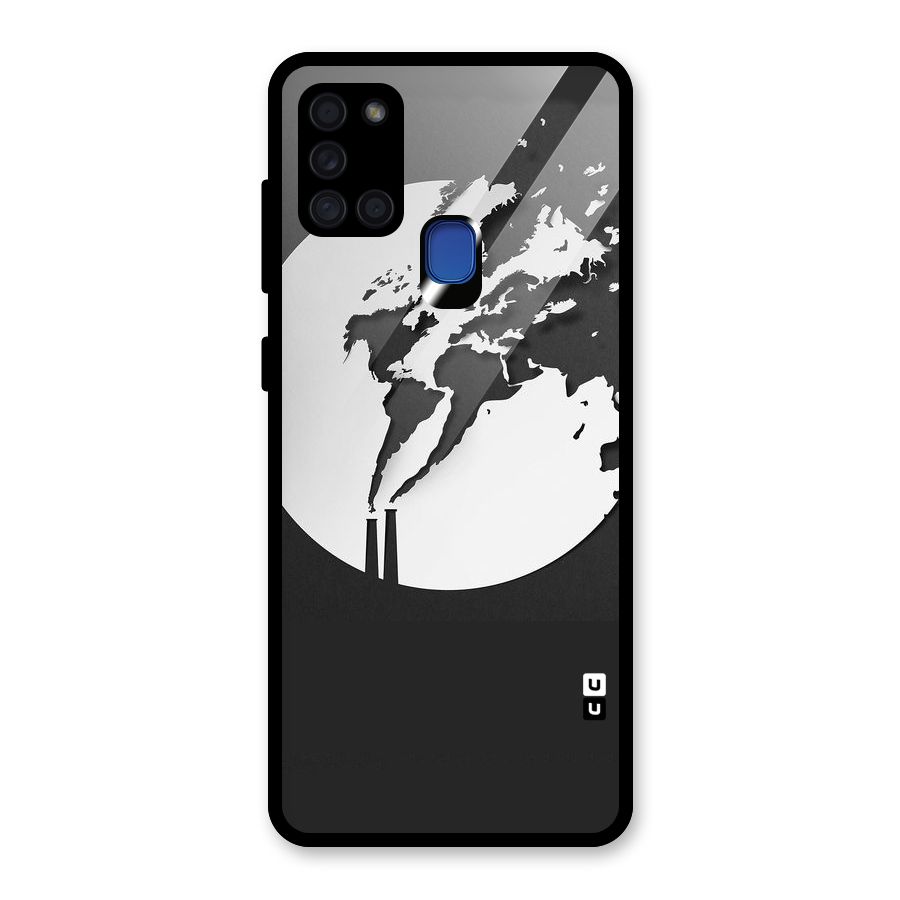 Disorted Design Black Glass Back Case for Galaxy A21s