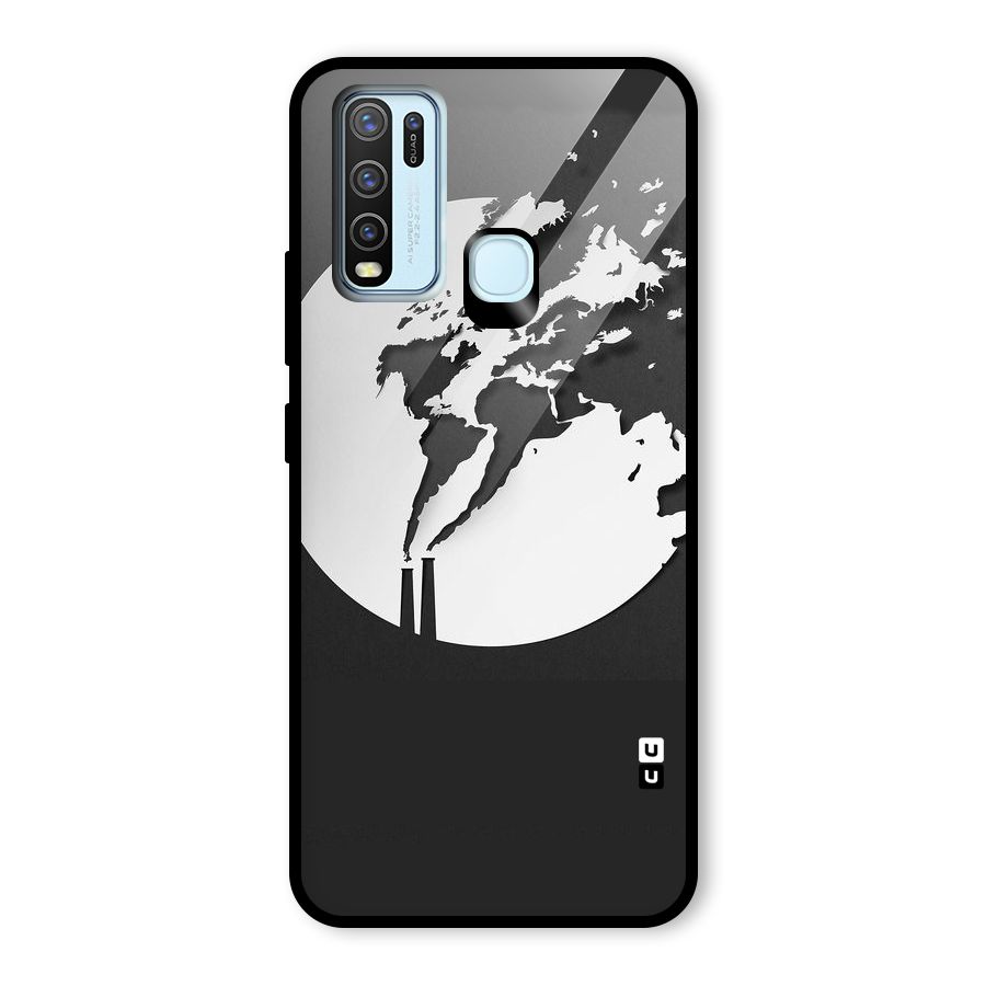 Disorted Design Black Glass Back Case for Vivo Y30