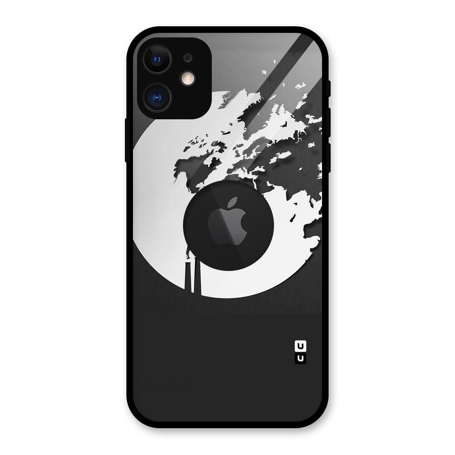 Disorted Design Black Glass Back Case for iPhone 11 Logo Cut