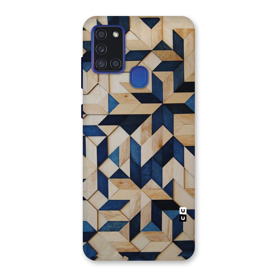 Disorted Wood Blue Back Case for Galaxy A21s