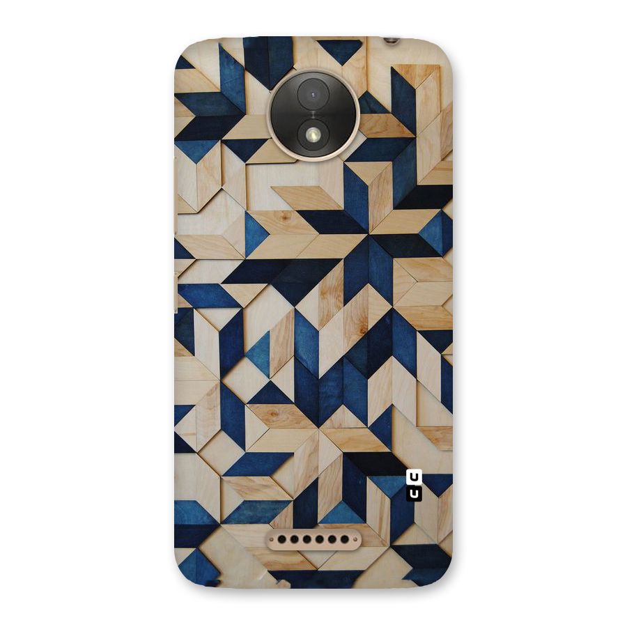 Disorted Wood Blue Back Case for Moto C Plus