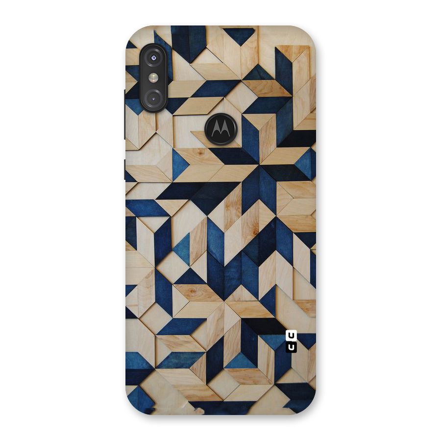 Disorted Wood Blue Back Case for Motorola One Power