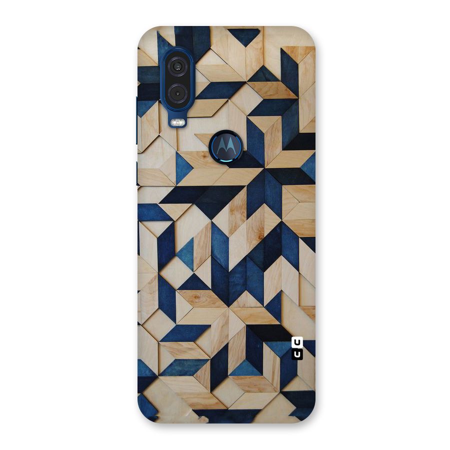 Disorted Wood Blue Back Case for Motorola One Vision