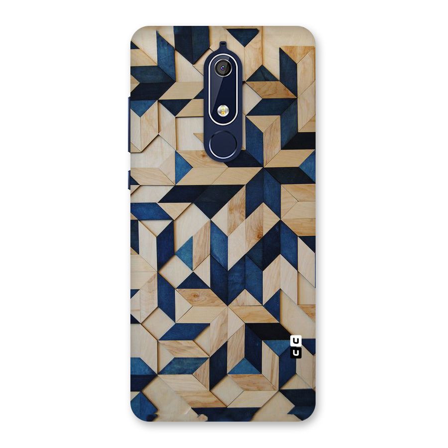 Disorted Wood Blue Back Case for Nokia 5.1