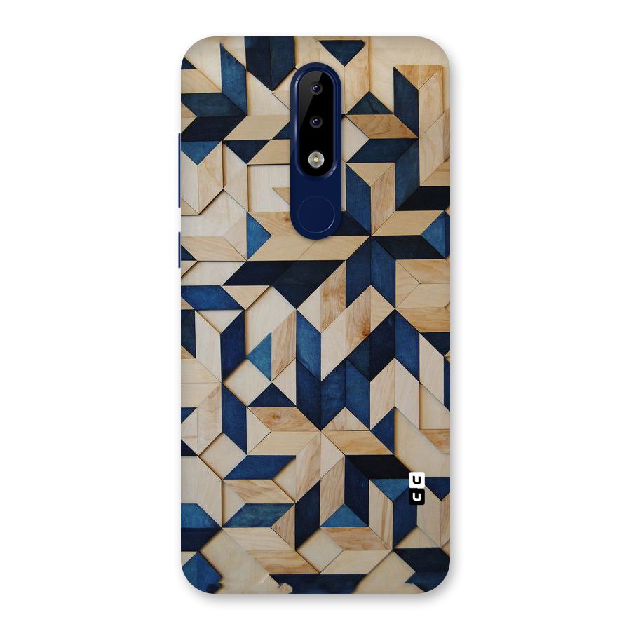 Disorted Wood Blue Back Case for Nokia 5.1 Plus