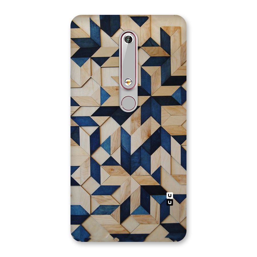 Disorted Wood Blue Back Case for Nokia 6.1