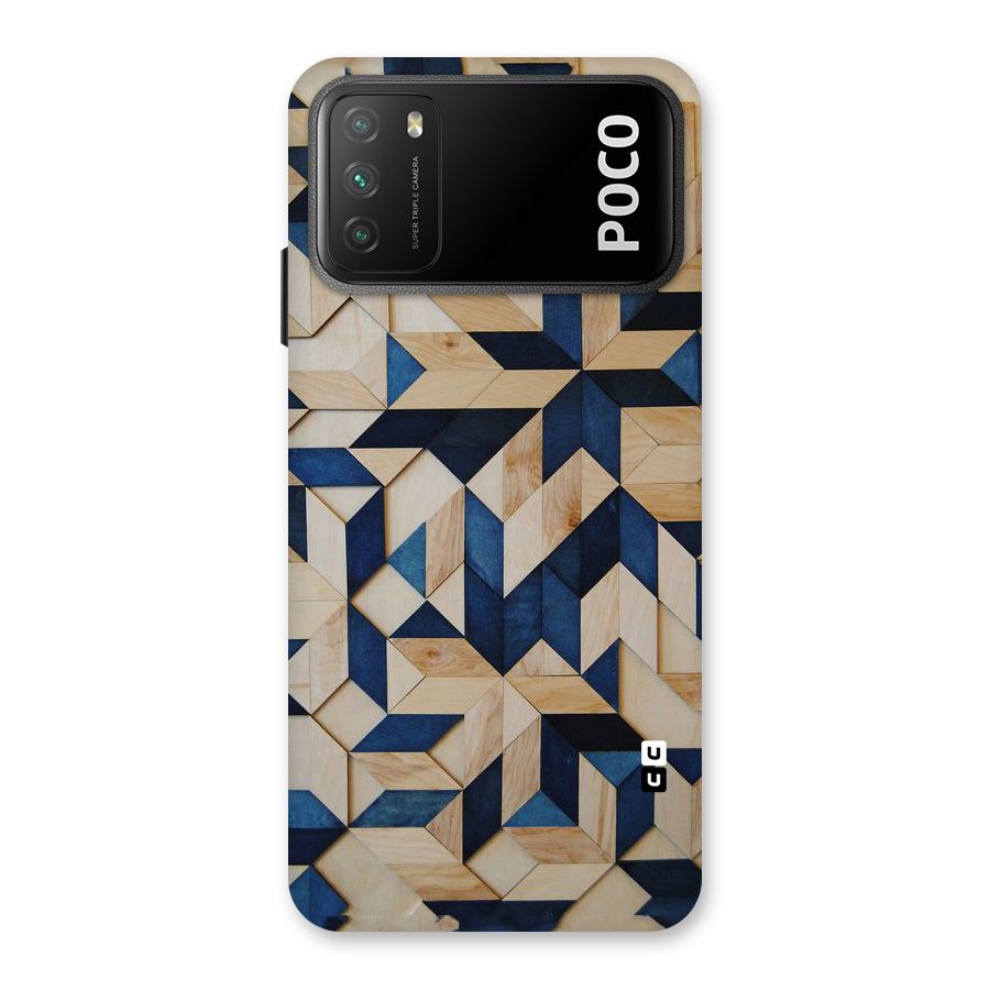 Disorted Wood Blue Back Case for Poco M3