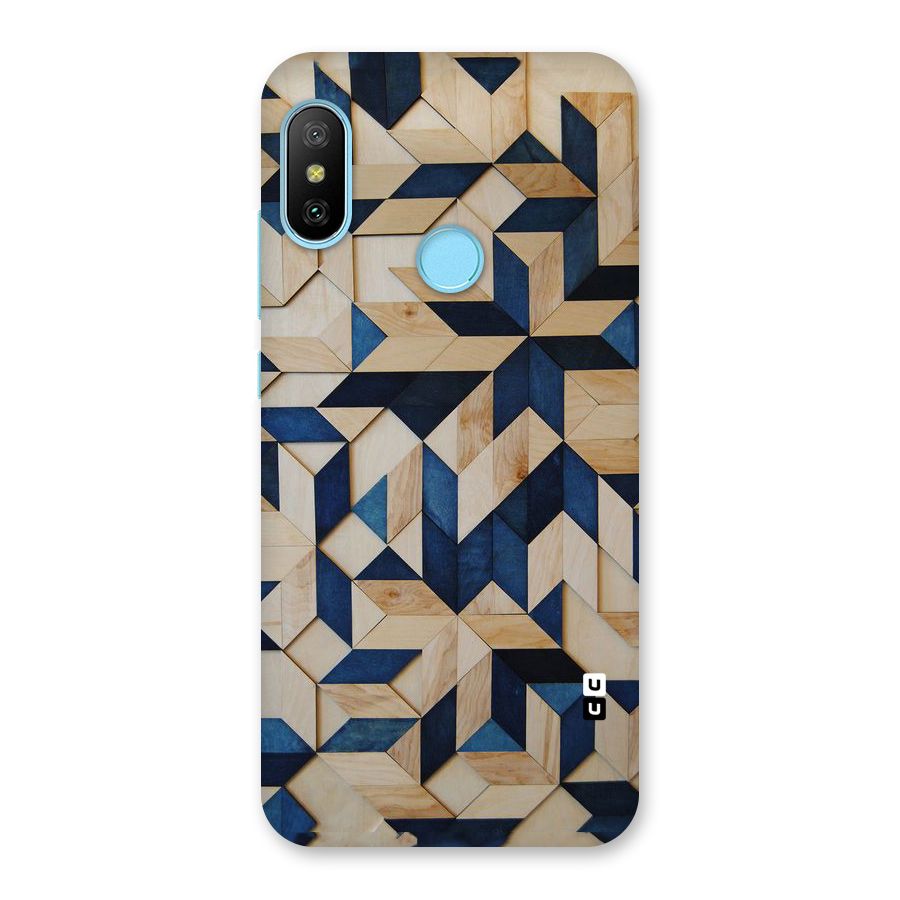 Disorted Wood Blue Back Case for Redmi 6 Pro