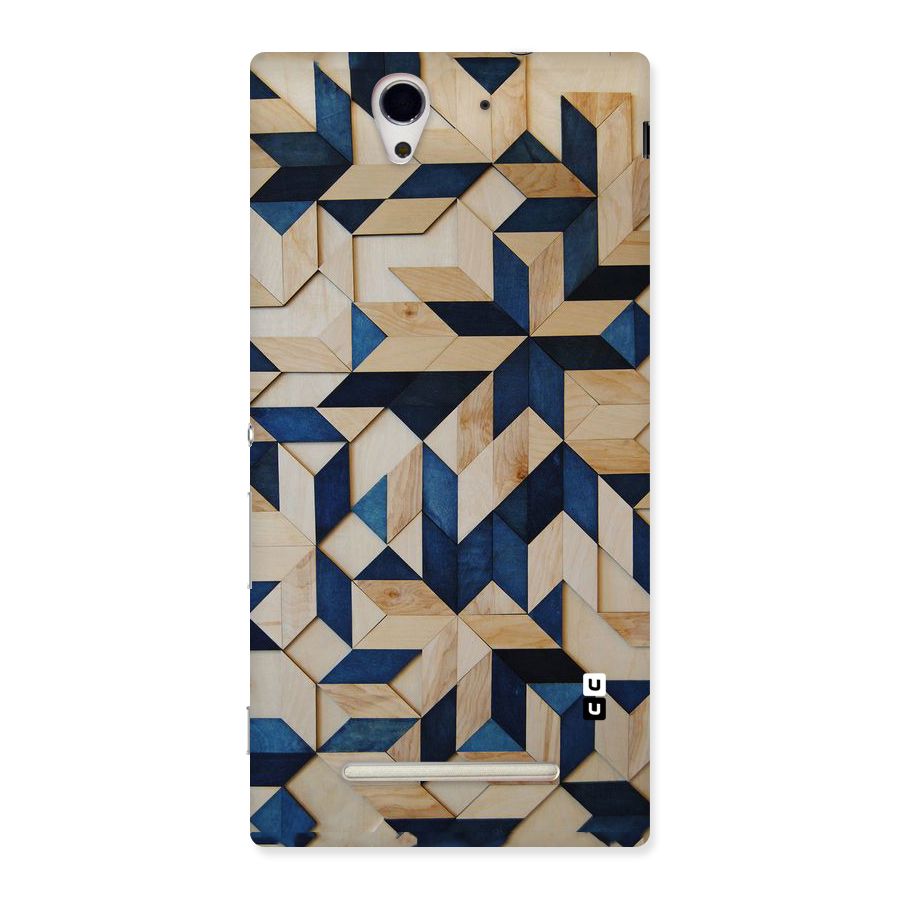 Disorted Wood Blue Back Case for Sony Xperia C3