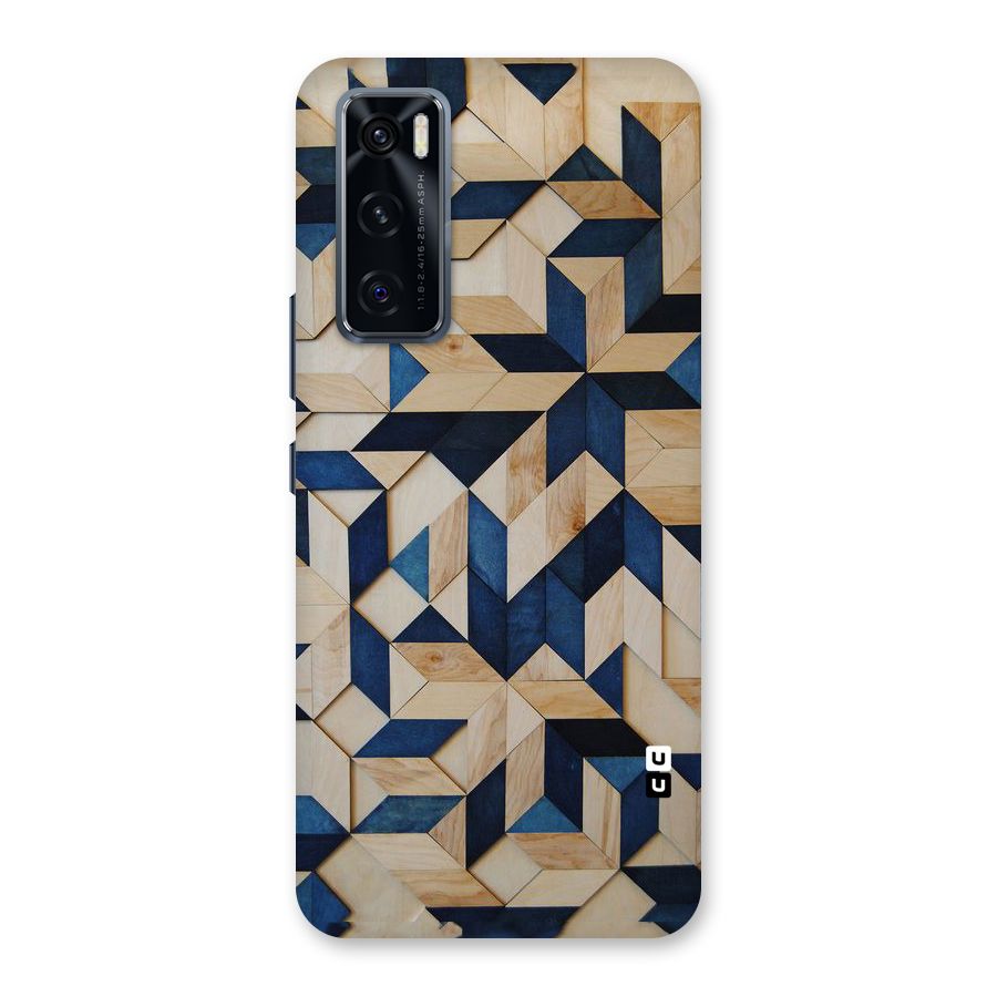 Disorted Wood Blue Back Case for Vivo V20 SE