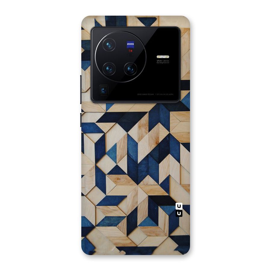 Disorted Wood Blue Back Case for Vivo X80 Pro