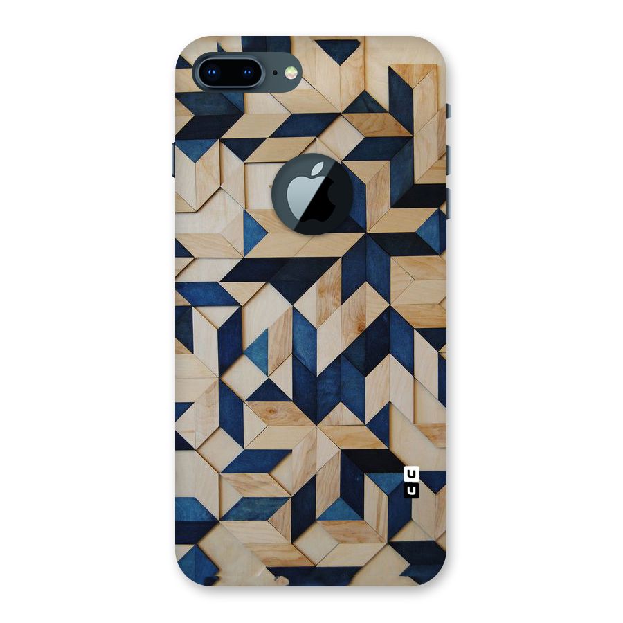 Disorted Wood Blue Back Case for iPhone 7 Plus Logo Cut
