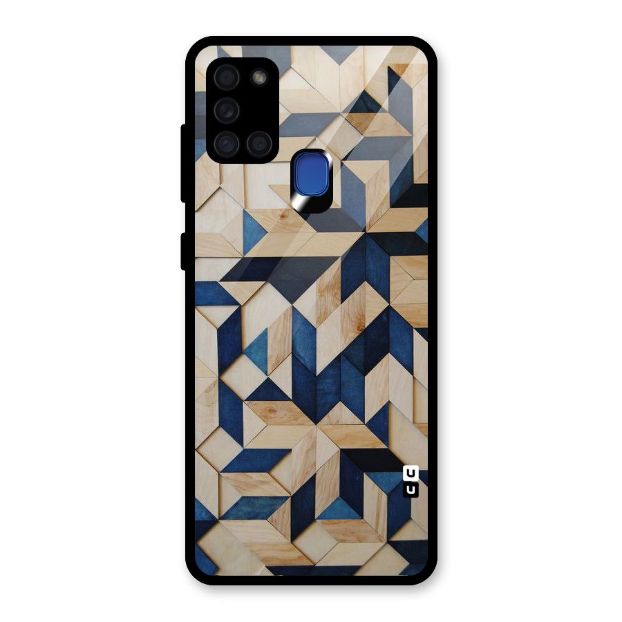 Disorted Wood Blue Glass Back Case for Galaxy A21s