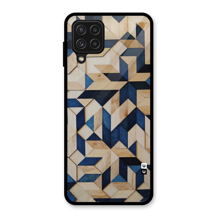 Disorted Wood Blue Glass Back Case for Galaxy A22 4G