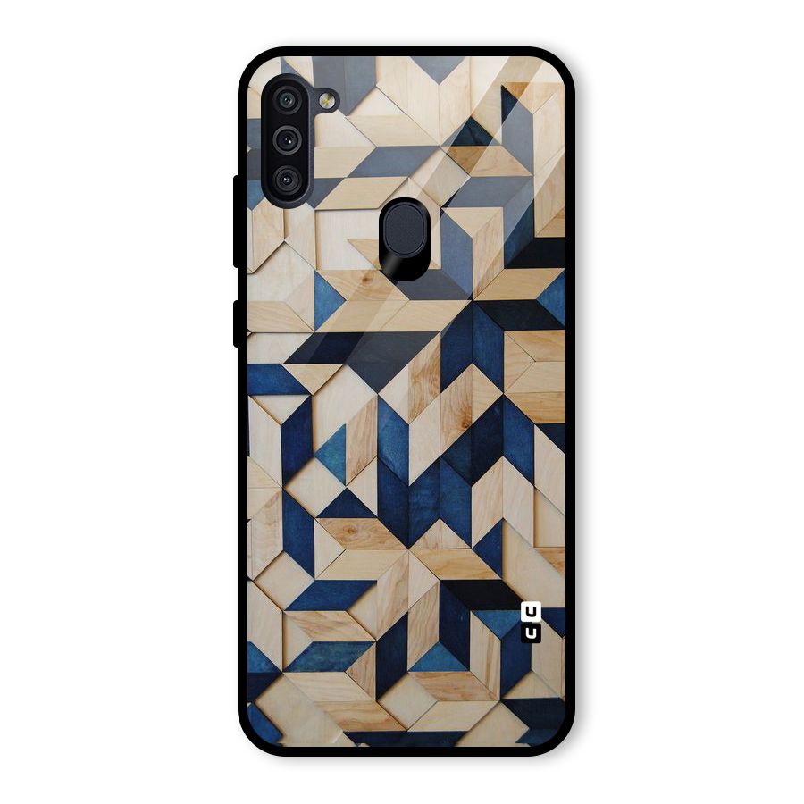 Disorted Wood Blue Glass Back Case for Galaxy M11