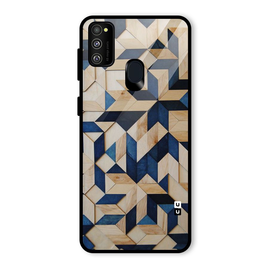 Disorted Wood Blue Glass Back Case for Galaxy M30s