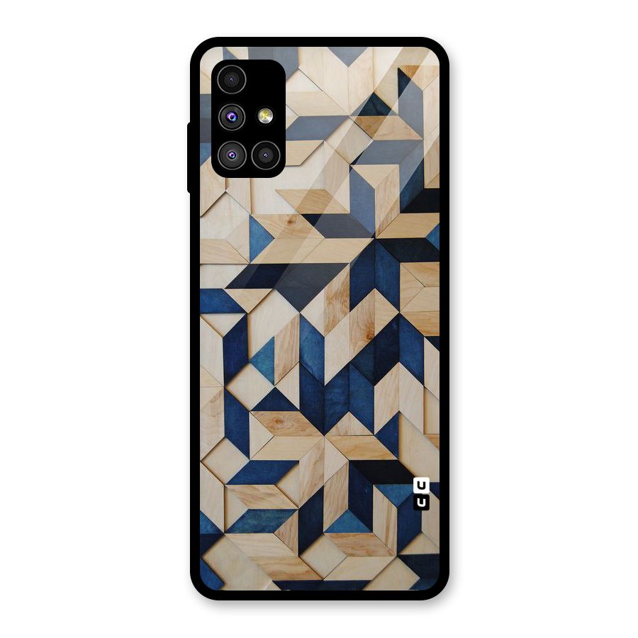 Disorted Wood Blue Glass Back Case for Galaxy M51