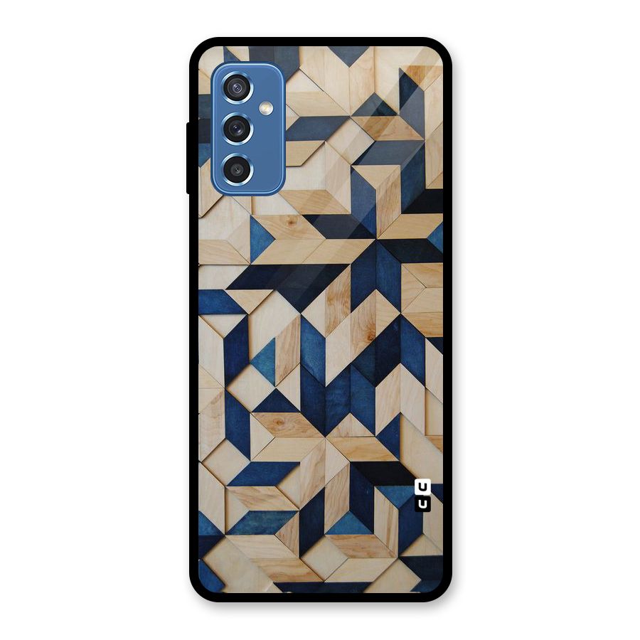 Disorted Wood Blue Glass Back Case for Galaxy M52 5G