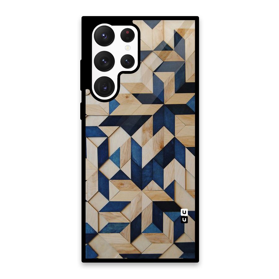 Disorted Wood Blue Glass Back Case for Galaxy S22 Ultra 5G