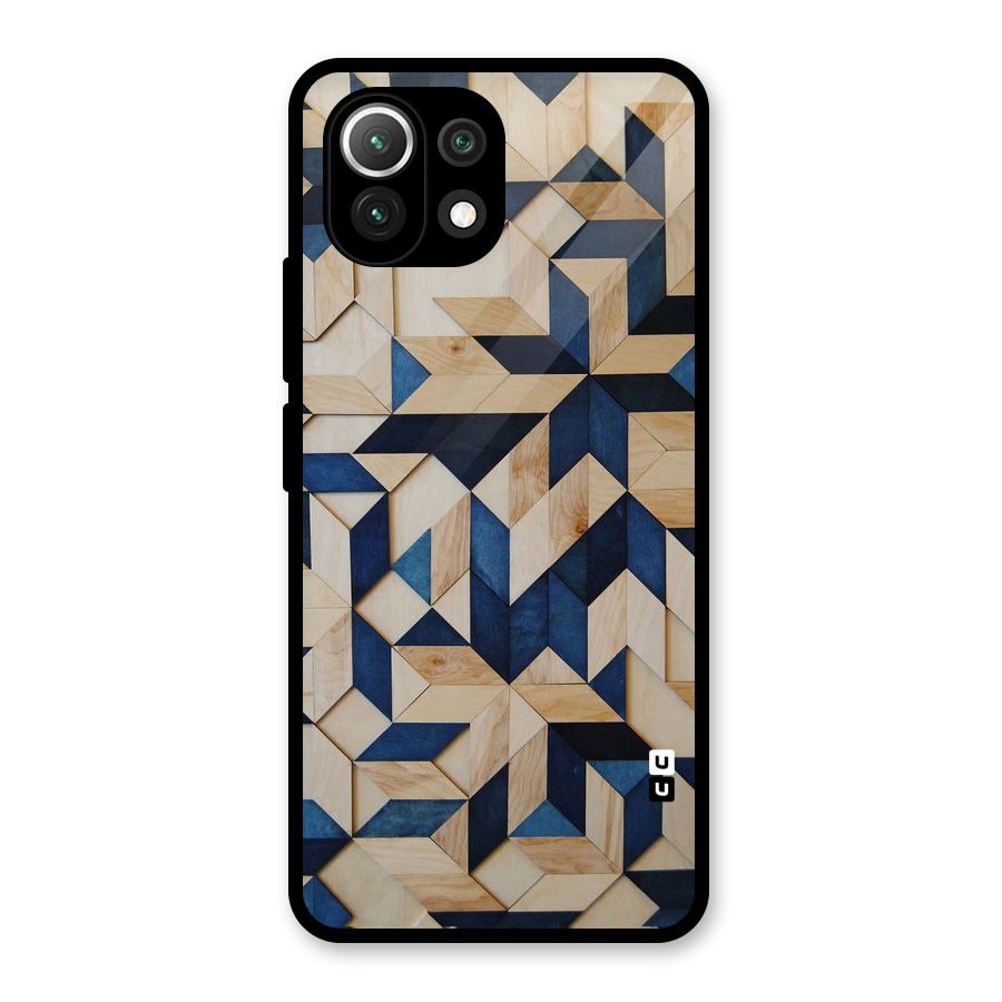 Disorted Wood Blue Glass Back Case for Mi 11 Lite NE 5G