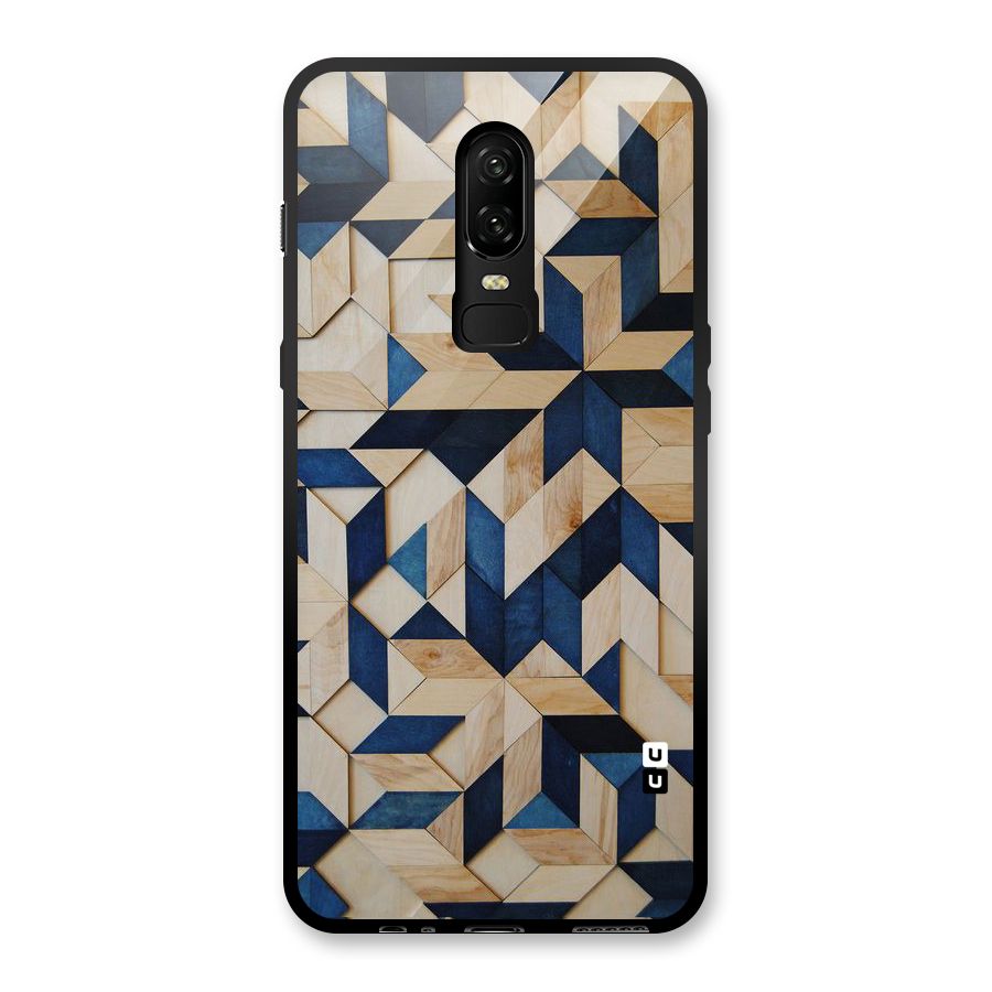 Disorted Wood Blue Glass Back Case for OnePlus 6