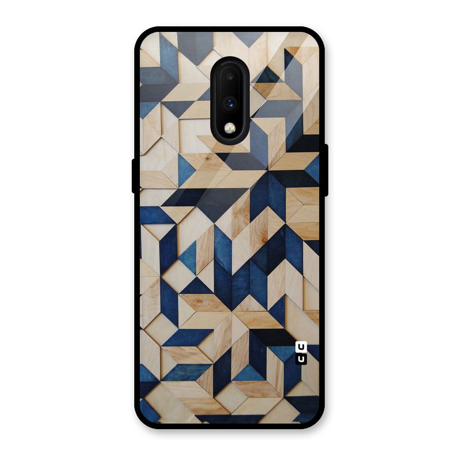 Disorted Wood Blue Glass Back Case for OnePlus 7