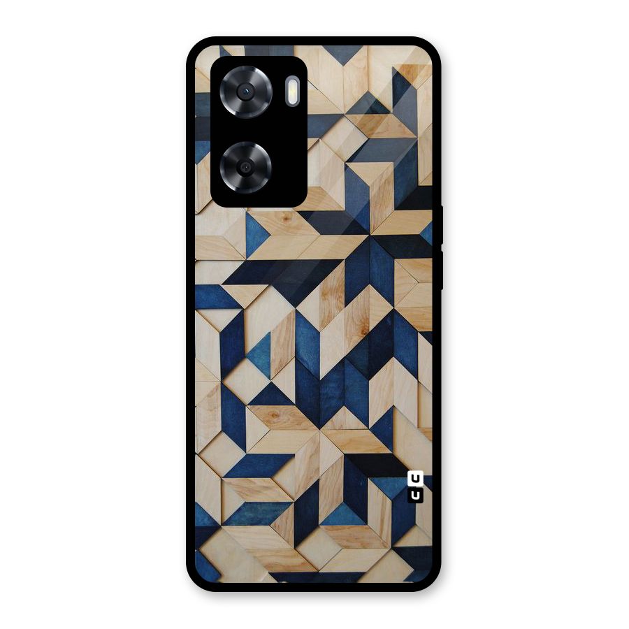 Disorted Wood Blue Glass Back Case for Oppo A57 2022