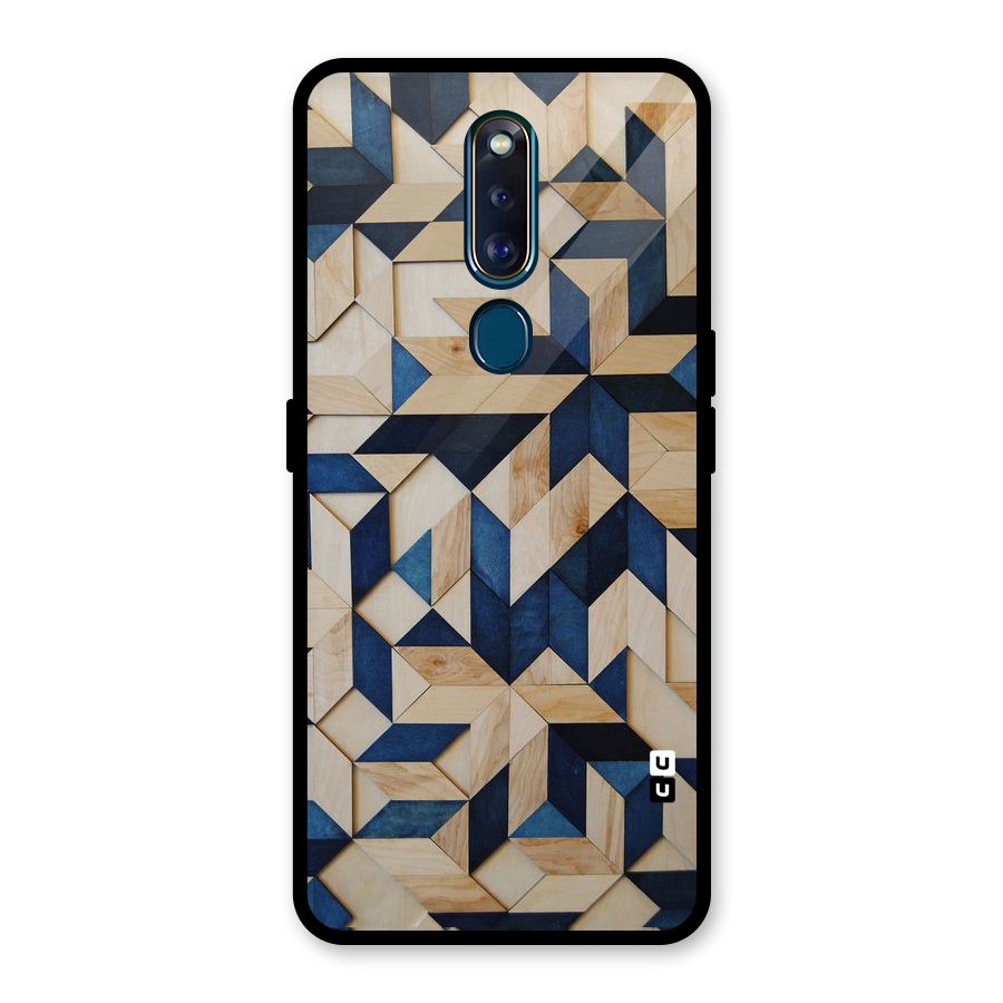 Disorted Wood Blue Glass Back Case for Oppo F11 Pro